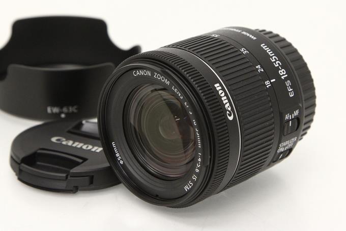 EF-S18-55mm F4-5.6 IS STM 別売りレンズフード(EW-63C)付き 【K989】 | キヤノン |  一眼レフカメラ用│アールイーカメラ