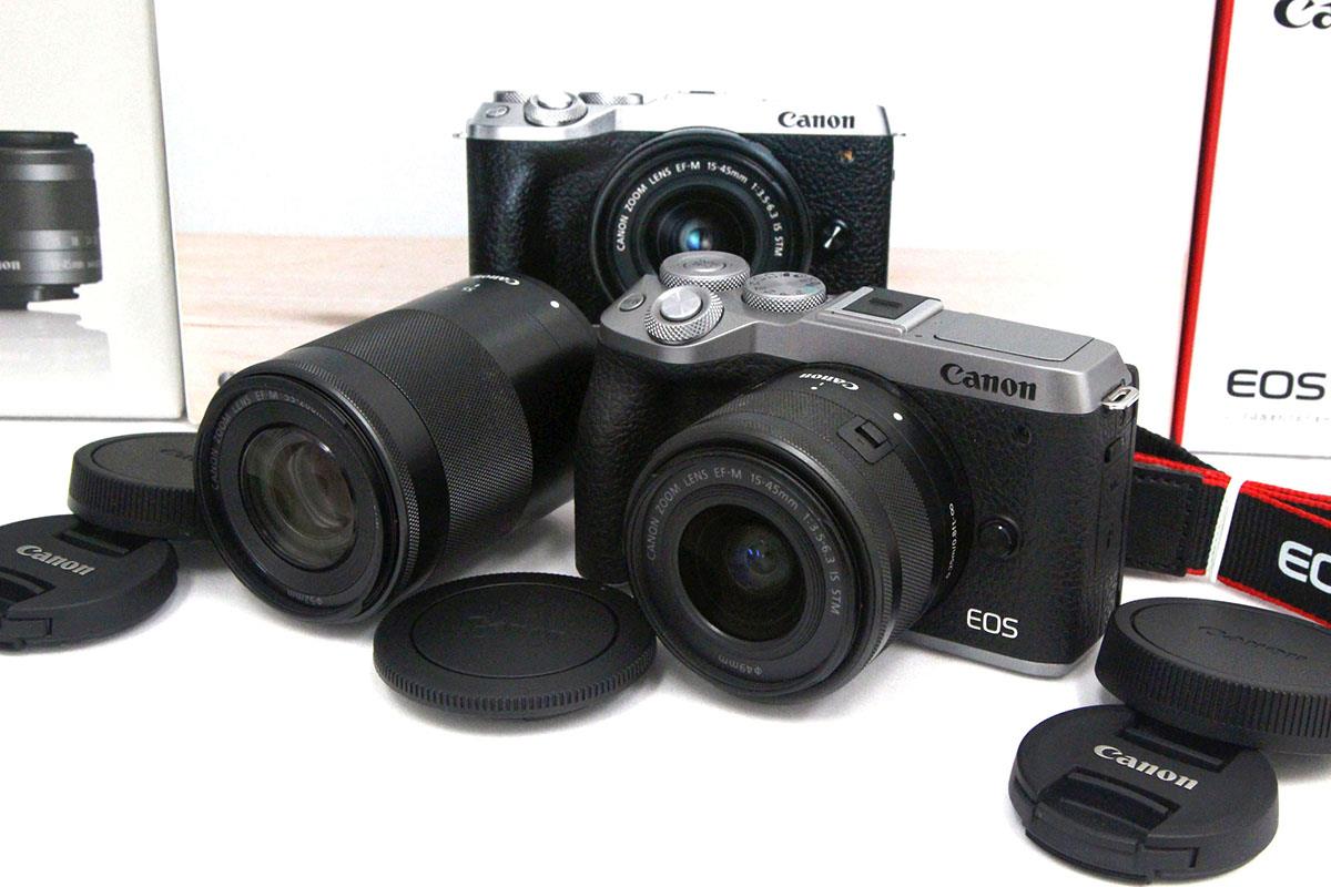 １年保証 美品 Canon EOS M6 ダブルズームキット 15-45mm IS STM + 55 ...