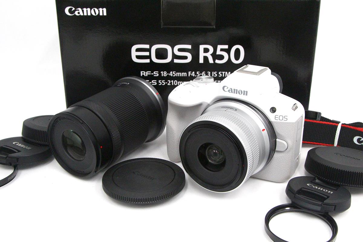 EOS R50 ダブルズームキット ホワイト 予備バッテリー1個付 γA6310-2Q4 ...