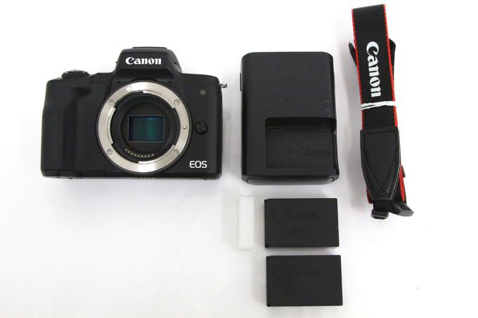 白 フリル付 Canon EOS kissM(充電器・充電池2個付き